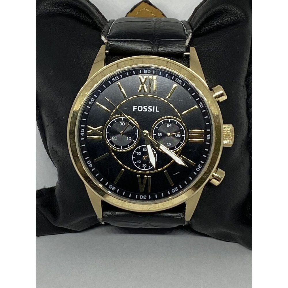 Fossil Flynn BQ1776 Men's Black Leather Analog Dia